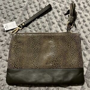 NOSZ leather Ramsay Clutch bags fatigue removable strap zips close tassel new